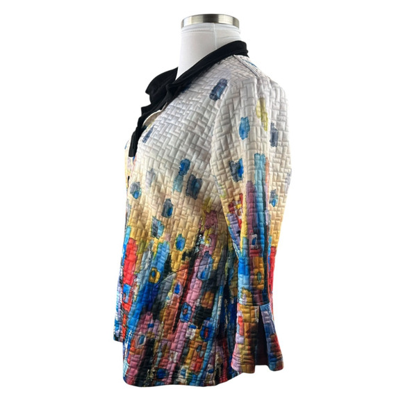 Ali Miles Textured Colorful Modernist Art to Wear Button Front Jacket Size Large - Picture 7 of 12